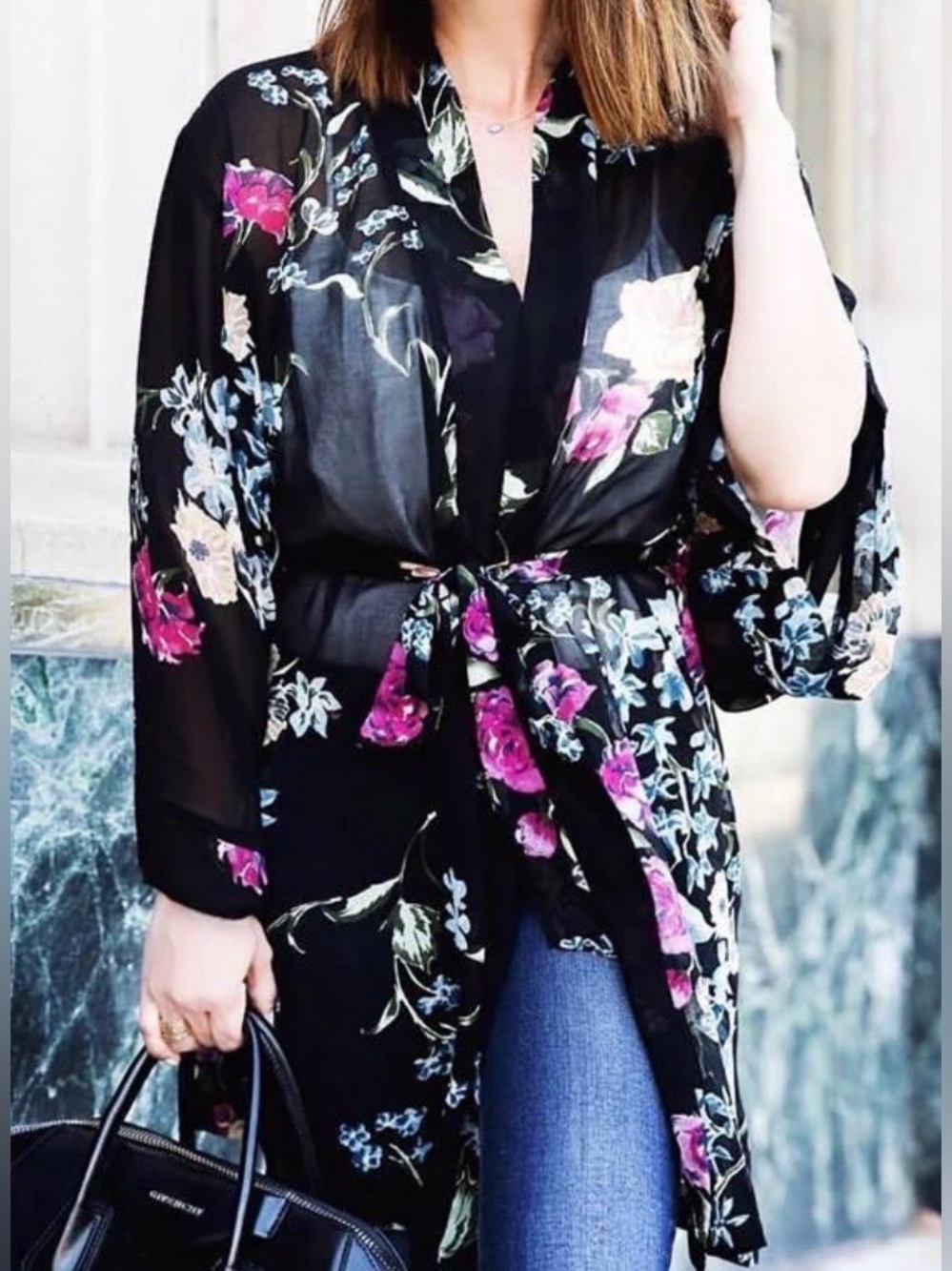 Helena Quinn Sheer Dark Floral Kimono or Robe - NWT - OS